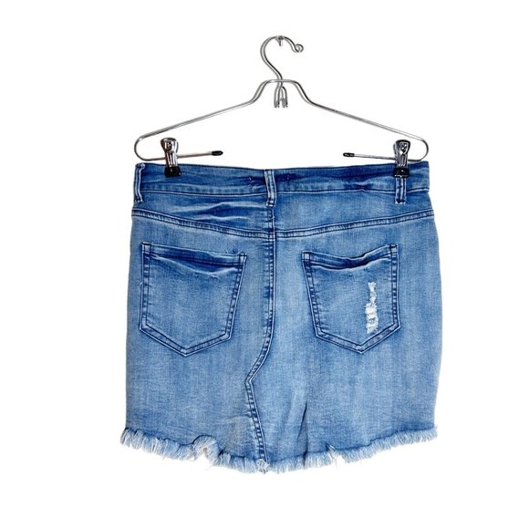 Ocean Drive Ella Vintage Wash Distressed Denim Mini Skirt - Sz 9 - Picture 2 of 5